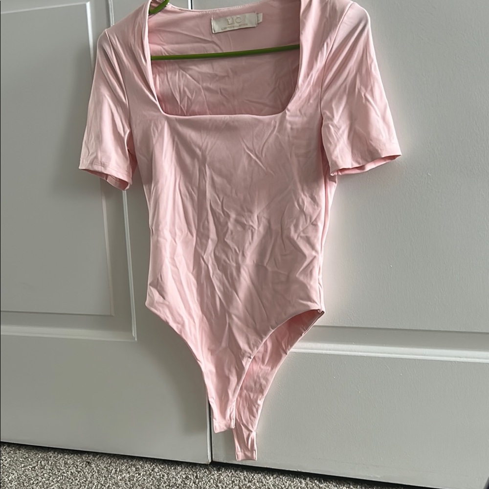 Pink Square Neck Bodysuit